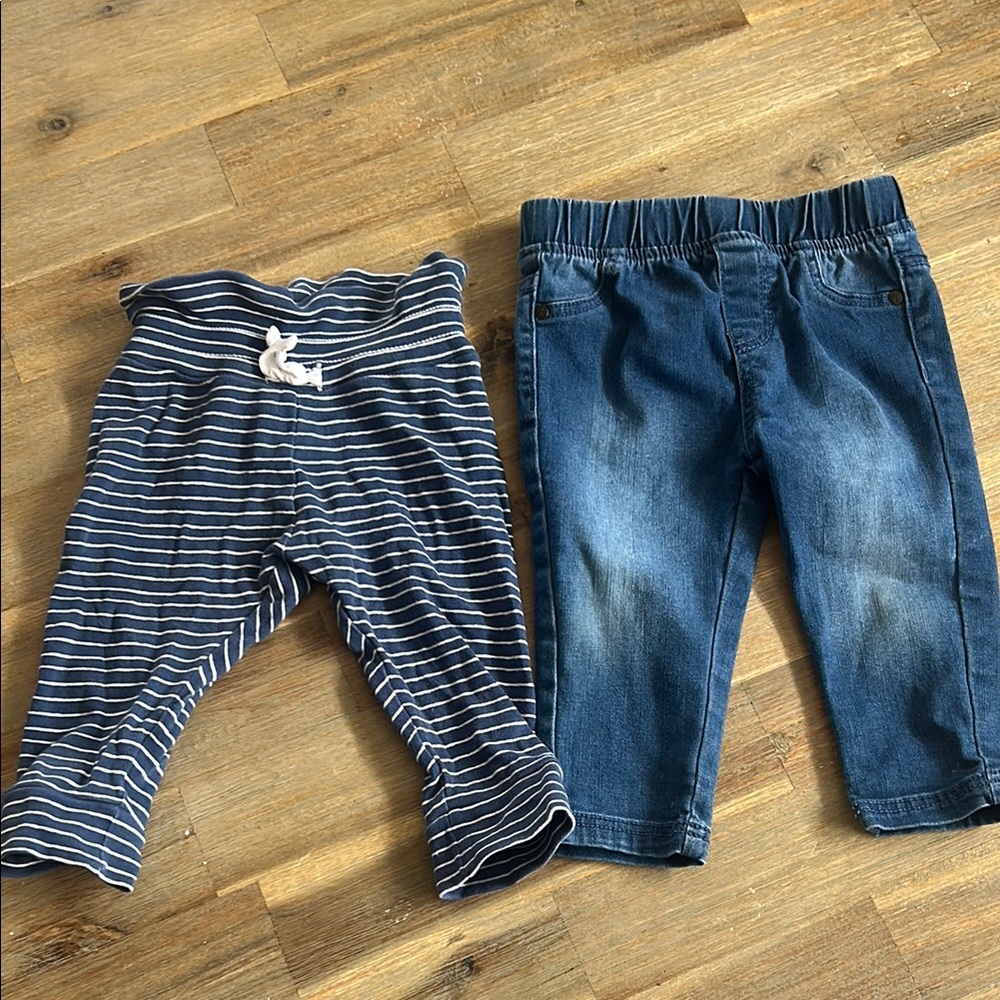 Kids Striped and Denim Bottoms Set